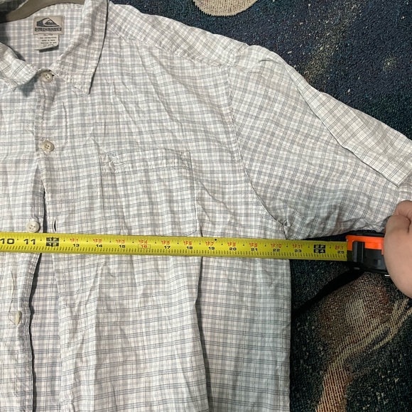 Quiksilver Gray & White Plaid Button‑Up Shirt Sz XL Surfer Streetwear Casual Y2K - Picture 12 of 13